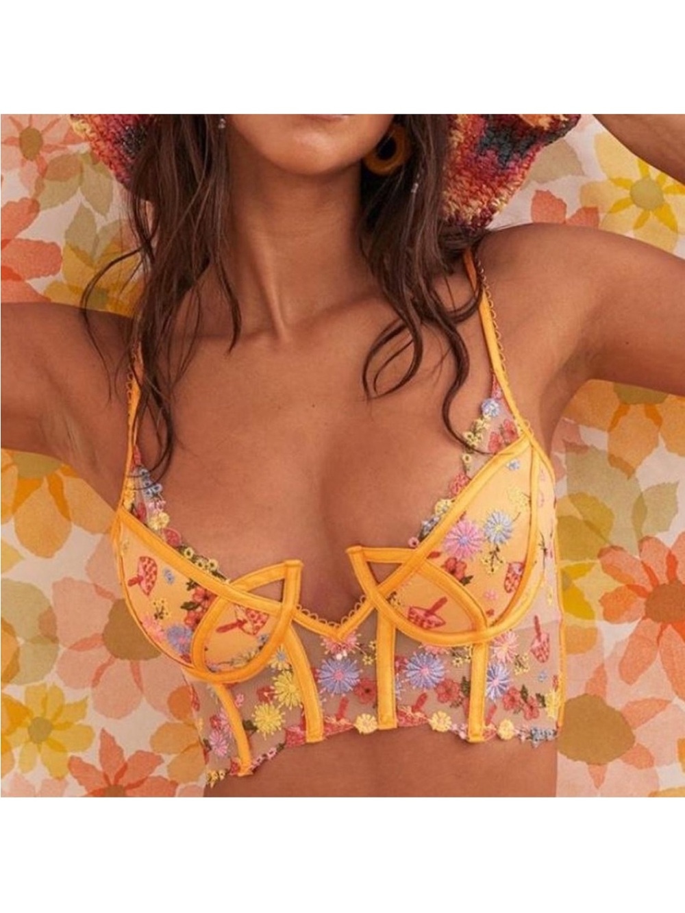 For Love And Lemons meadows floral bustier bra corset top 34B
